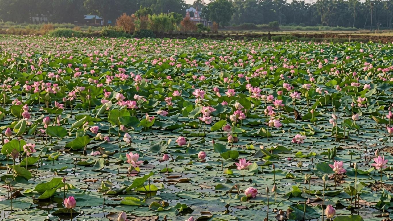 തിരുനാവായയിലെ താമരപ്പാടങ്ങൾ പൂത്തു, പക്ഷേ, കർഷകരുടെ പ്രതീക്ഷകൾ വാടി