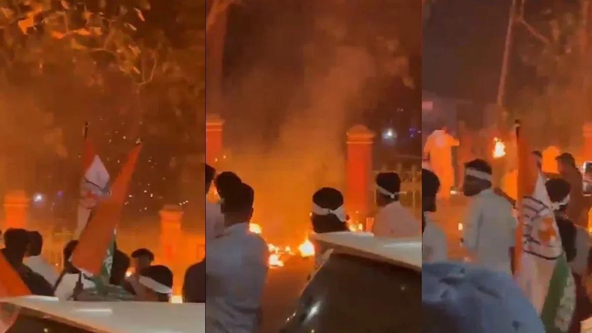 മാരാർജി ഭവന് നേരെയും യൂത്ത് കോൺഗ്രസ് ബിയർ കുപ്പികളെറിഞ്ഞു, നിലയ്ക്ക് നിർത്തിയില്ലെങ്കിൽ തിരിച്ചടിക്കുമെന്ന് ബിജെപി