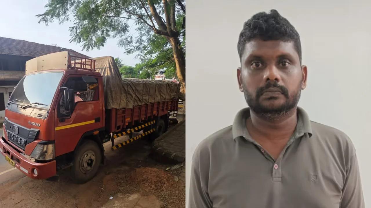 പെരിയാറിൽ നിന്ന് മണൽ വാരി, കൊല്ലത്തേക്ക് പോകുന്നതിനിടെ വാഹനം പിന്തുടർന്ന് പിടികൂടി പൊലീസ്; ഡ്രൈവർ അറസ്റ്റിൽ