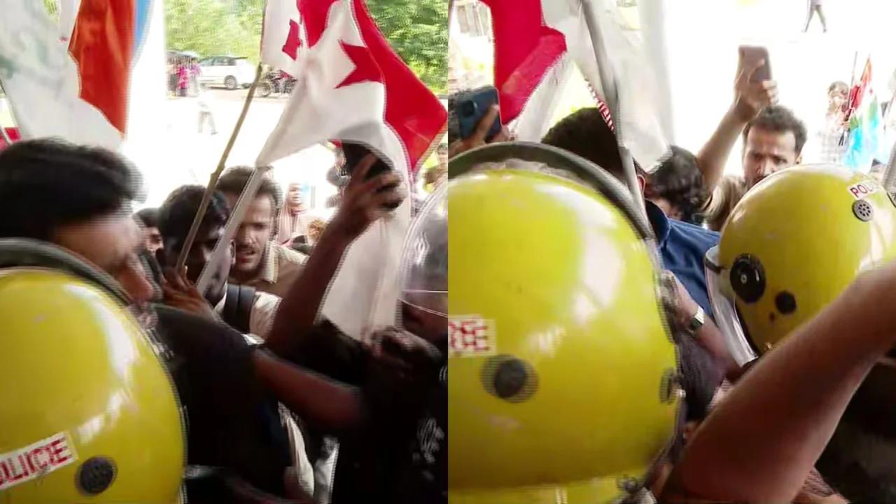കാസർകോട് കേന്ദ്ര സർവ്വകലാശാലയിൽ വന്ദേമാതരം സെമിനാറിനെതിരെ പ്രതിഷേധം; വിദ്യാർത്ഥികളും പൊലീസ് തമ്മിൽ ഉന്തും തള്ളും